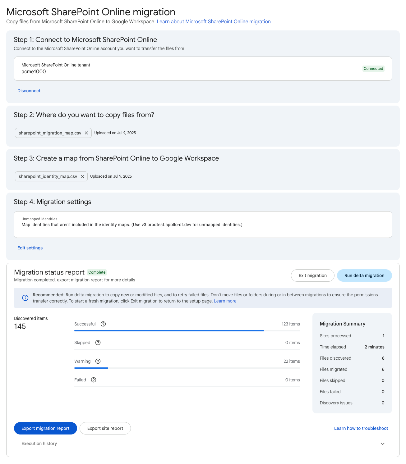 Migrate files from Microsoft SharePoint Online to Google Drive